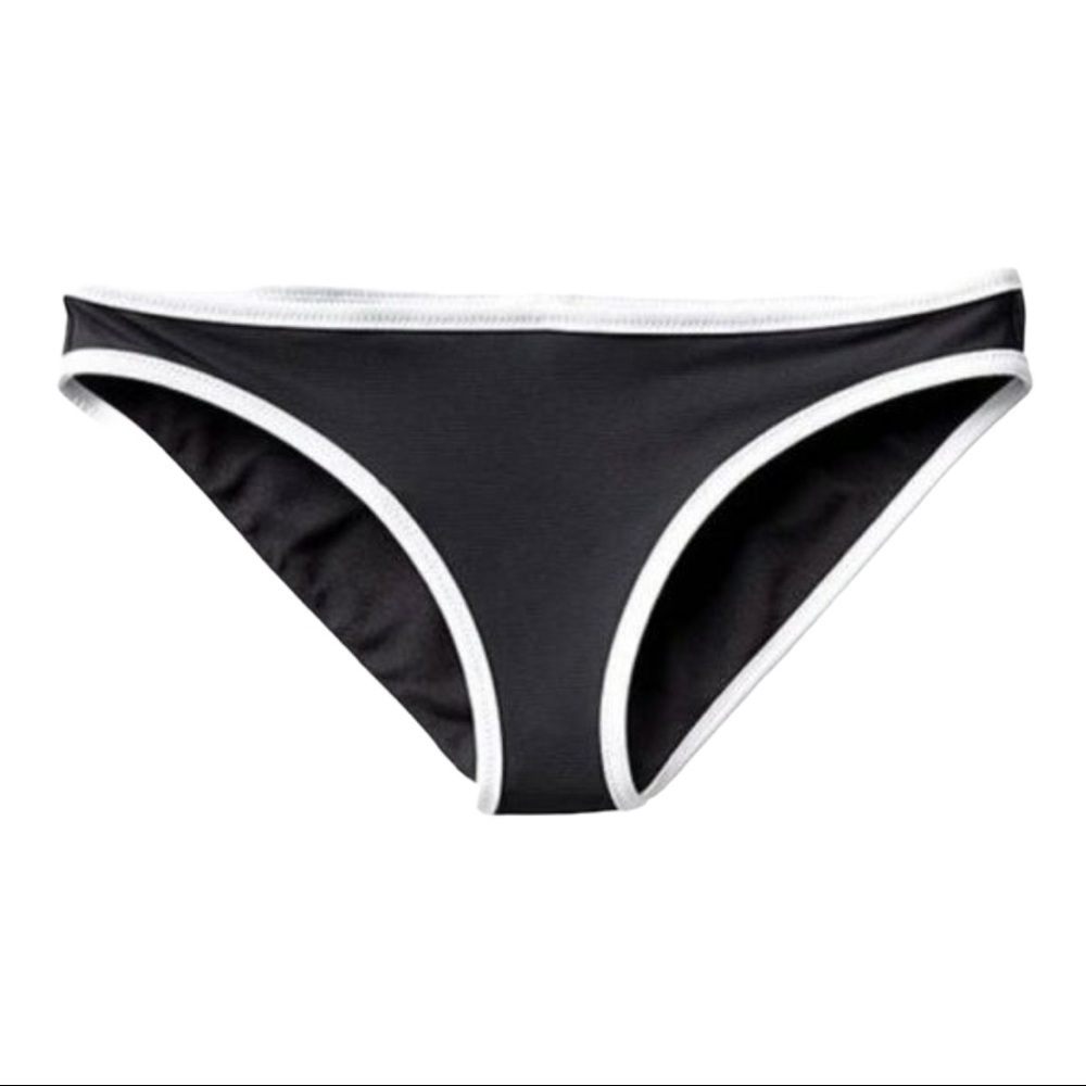 Athleta Bikini Bottom NWT Black with White Trim Ribbed Size XL - Picture 2 of 8